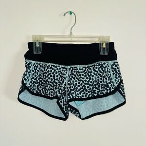 LULULEMON Run Times Short 4" ACE SPOT Tranquil Blue POLKA DOT Black SIZE 4